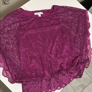 New York & Company Lace Blouse - Magenta